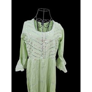 Cottage Core Maxie Dress Green  Maxie XL Embellished  Cotton Whimsey Boho